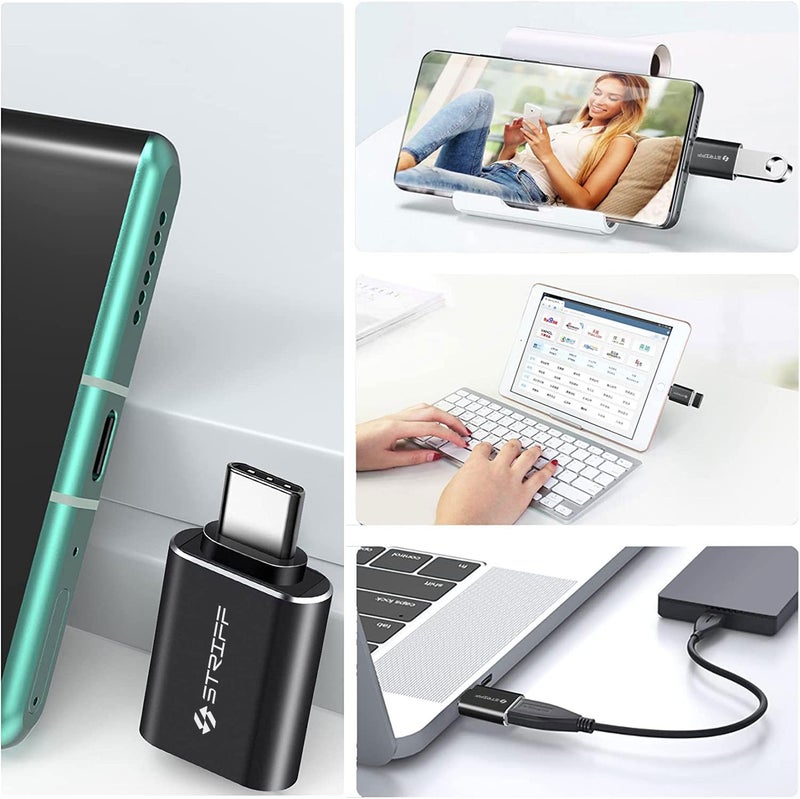 Striff محول STRIFF USB 3.0 إلى Type C OTG، نقل بيانات عالي السرعة 10Gbps، محول Thunderbolt إلى USB، متوافق مع جميع أجهزة Type C، الهواتف الذكية، أجهزة الكمبيوتر المحمولة، الأجهزة اللوحية، الشواحن، MacBook - Image 5