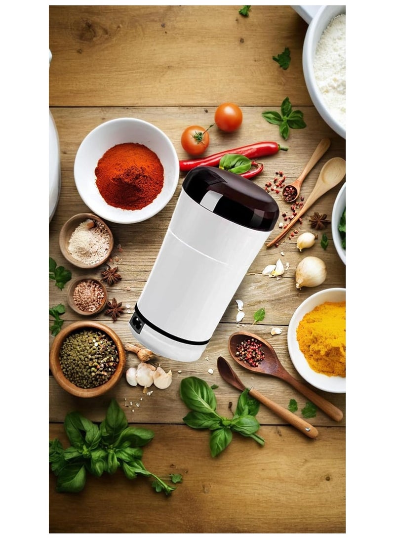 NANAO مطحنة قهوة وتوابل كهربائية - شفرة من الفولاذ المقاوم للصدأ، 220 فولت، عملية لمسة واحدة سهلة، للبقول، المكسرات، البذور، الحبوب، الأعشاب - أبيض - Image 4