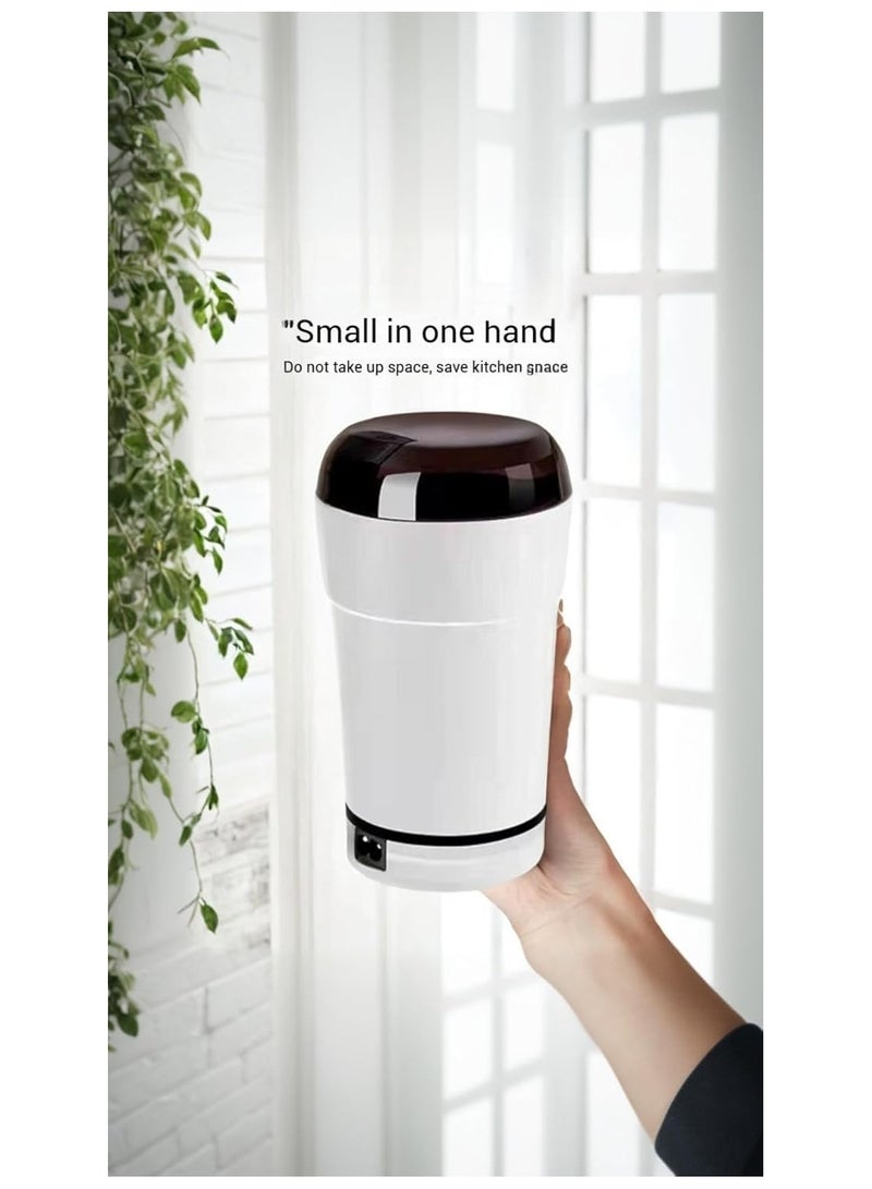 NANAO مطحنة قهوة وتوابل كهربائية - شفرة من الفولاذ المقاوم للصدأ، 220 فولت، عملية لمسة واحدة سهلة، للبقول، المكسرات، البذور، الحبوب، الأعشاب - أبيض - Image 5