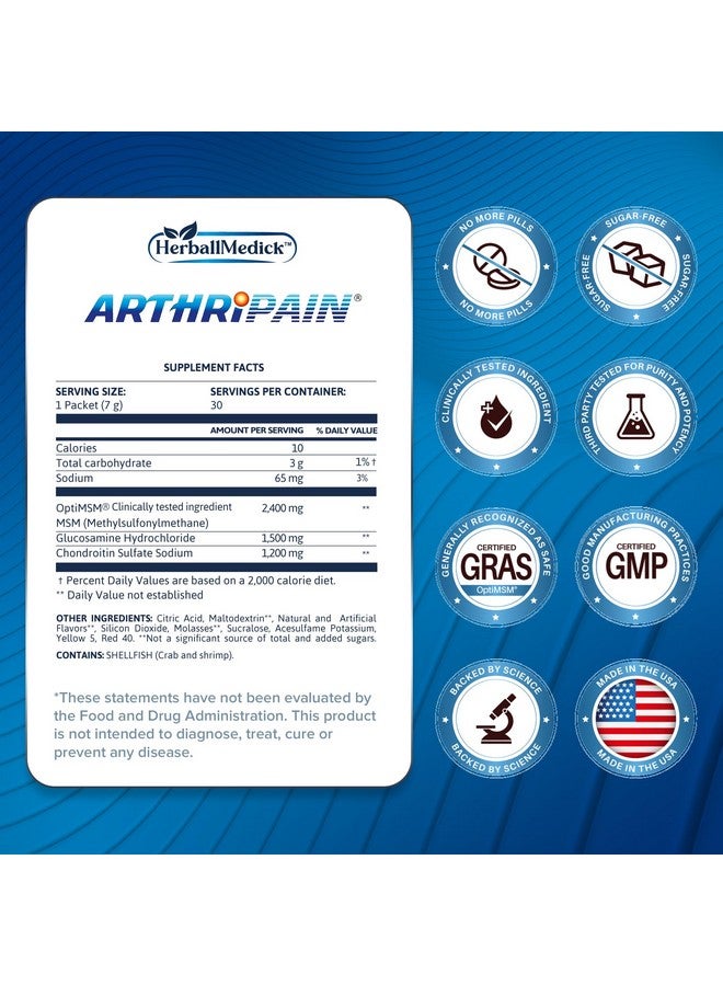 Generic Arthripain - Joint Support Cartilage Repair Supplement - Clinically Tested Joint Juice - Ligament Relief Support - Glucosamine Chondroitin MSM - Swollen Knee Treatment -Sugar-Free - Made in US - 30ct  - Image 2