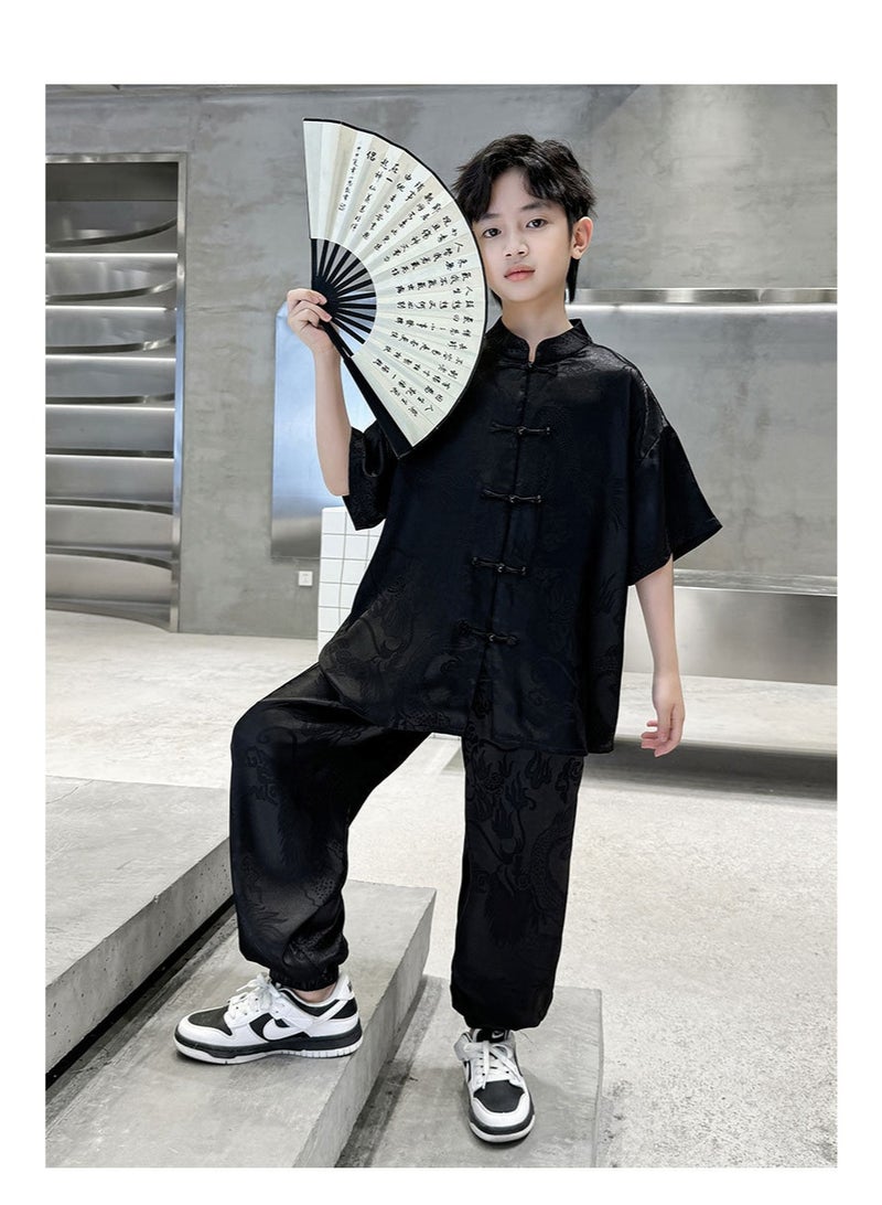 زي هانفو جديد على الطراز الصيني للأولاد، مجموعة صيف 2025 الجديدة، ملابس صيفية تقليدية قديمة الطراز للأطفال والمراهقين. - Image 1