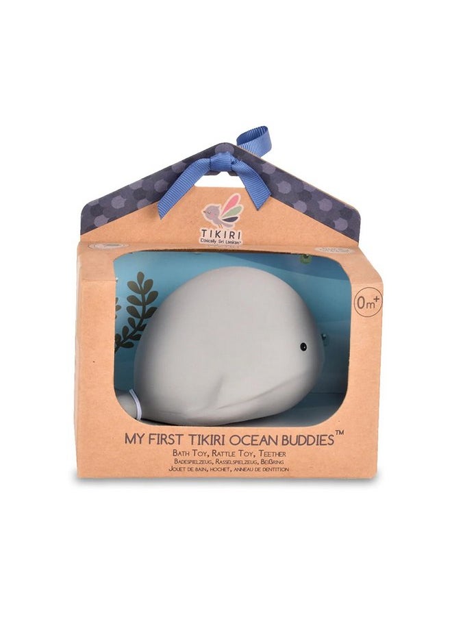 Tikiri - Tikiri Toys Ocean Buddies Whale Natural Rubber Rattle (Gray) - Image 1