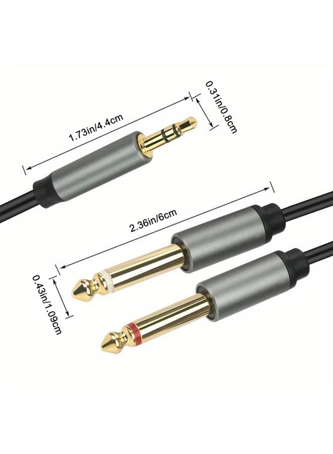 6.6 قدم كابل صوتي 3.5 ملم إلى 6.35 ملم عالي الدقة للجيتار والميكروفون والكمبيوتر والهاتف - Image 3