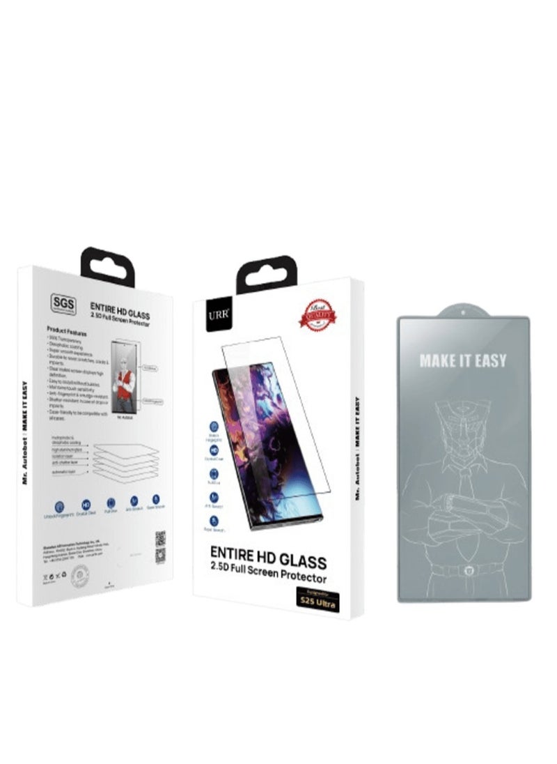 URR URR Clear Entire HD Glass 2.5D Full Screen Protector Compatible with Samsung S25 Ultra Crystal Clear, Full Glue, Scratch Protection, Super Smooth, Bubble Free, Easy to Install  - Image 1