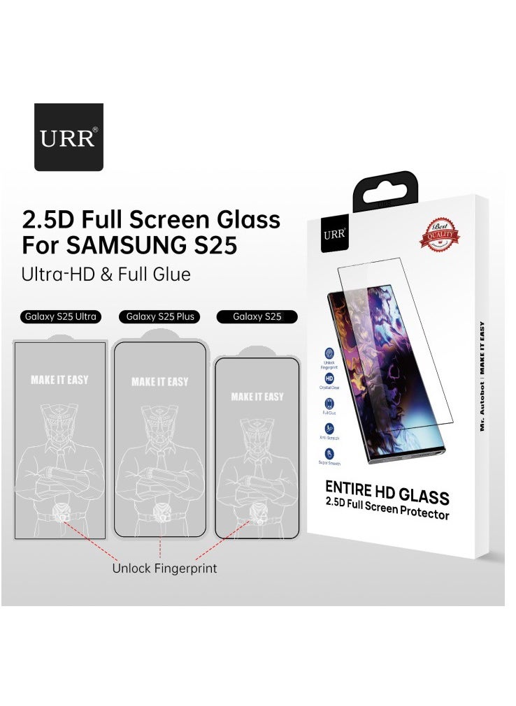 URR URR Clear Entire HD Glass 2.5D Full Screen Protector Compatible with Samsung S25 Ultra Crystal Clear, Full Glue, Scratch Protection, Super Smooth, Bubble Free, Easy to Install  - Image 2