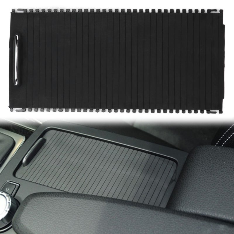 Center Console Roller: Black Premium ABS Rubber Metal Console Panel - Dust Scratch Protection Cup Holder Blind Cover for Mercedes-Benz C Class W204, E Class W212 - Image 2