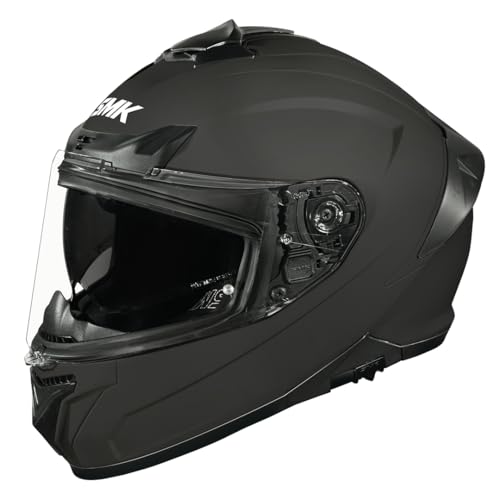 SMK Helmets SMK Typhoon Solid ISI ECE & DOT Certified Full Face Dual Visor Helmet for Men and Women with Pinlock Fitted Clear Visor and Inner Sun Visor - Image 1