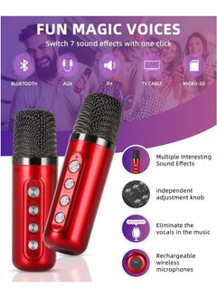 DLP Mini Karaoke Machine Set, Portable Bluetooth Speaker with 2 Wireless Karaoke Microphones,Singing Machine Karaoke System for Kids Adult  - Image 2