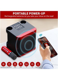 DLP Mini Karaoke Machine Set, Portable Bluetooth Speaker with 2 Wireless Karaoke Microphones,Singing Machine Karaoke System for Kids Adult  - Image 3