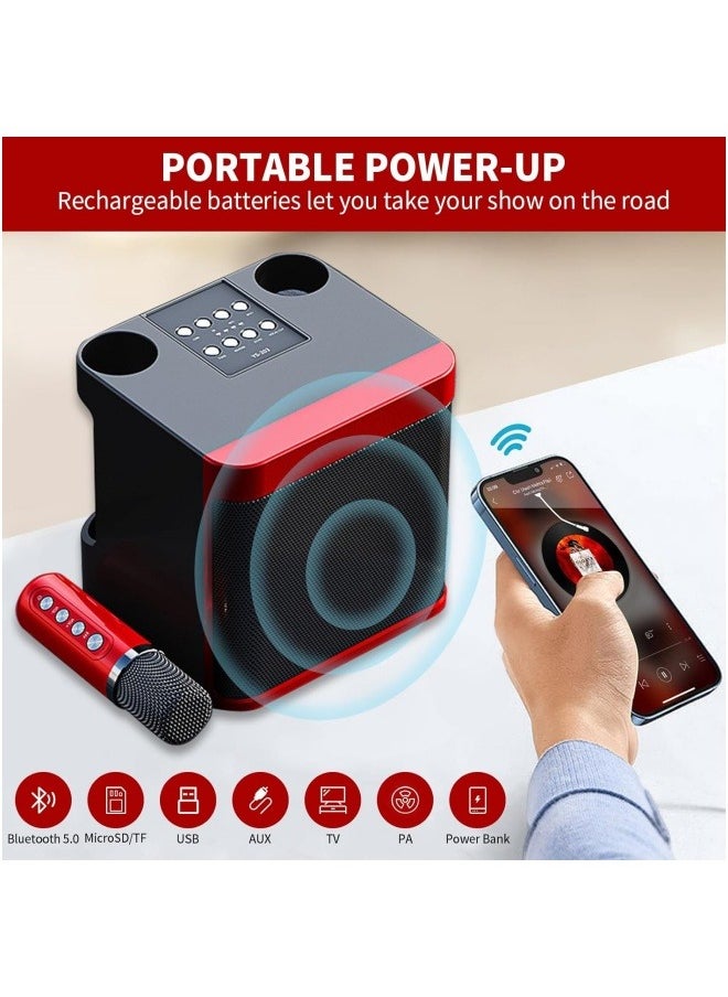 DLP Mini Karaoke Machine Set, Portable Bluetooth Speaker with 2 Wireless Karaoke Microphones,Singing Machine Karaoke System for Kids Adult  - Image 3