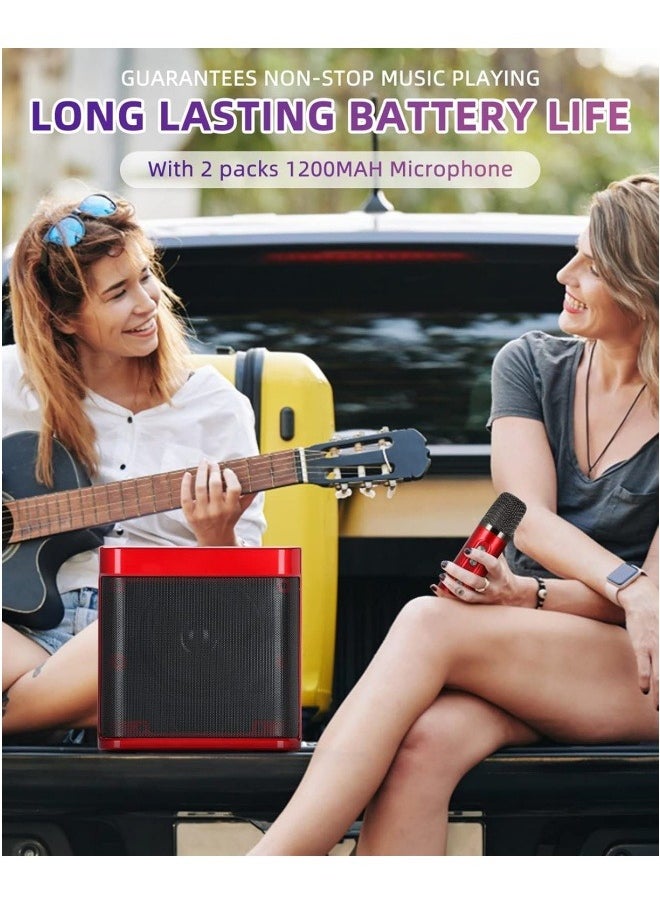 DLP - Mini Karaoke Machine Set, Portable Bluetooth Speaker with 2 Wireless Karaoke Microphones,Singing Machine Karaoke System for Kids Adult - Image 1