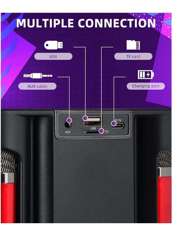 DLP - Mini Karaoke Machine Set, Portable Bluetooth Speaker with 2 Wireless Karaoke Microphones,Singing Machine Karaoke System for Kids Adult - Image 1