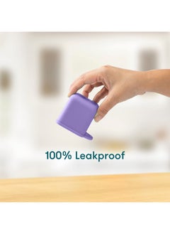 OMIE OmieBox (2 pack) Leakproof Dips Containers To Go, Salad Dressing Container, Condiment Container with Lids - Food Safe Silicone - 120ml (Purple/Orange)  - Image 4