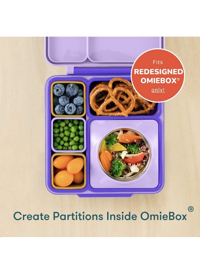 OMIE - OmieBox (2 pack) Leakproof Dips Containers To Go, Salad Dressing Container, Condiment Container with Lids - Food Safe Silicone - 120ml (Purple/Orange) - Image 1