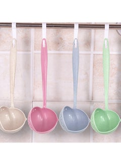 Wheat Straw Spoon Soup Spoon Colander Two-in-one Long Handle Large Spoon Tableware Hot Pot Spoon Stall Supply-Color:Nordic Blue-Specifications:Two-in-one Hot Pot Spoon (naked)