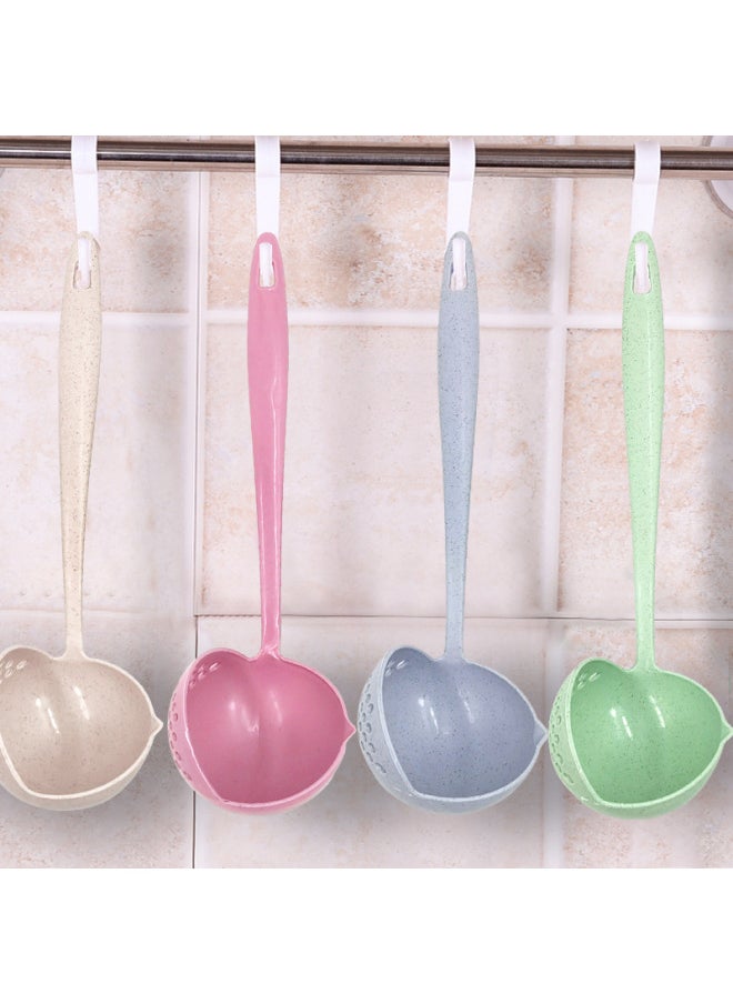 Generic - Wheat Straw Spoon Soup Spoon Colander Two-in-one Long Handle Large Spoon Tableware Hot Pot Spoon Stall Supply-Color:Nordic Blue-Specifications:Two-in-one Hot Pot Spoon (naked) - Image 1