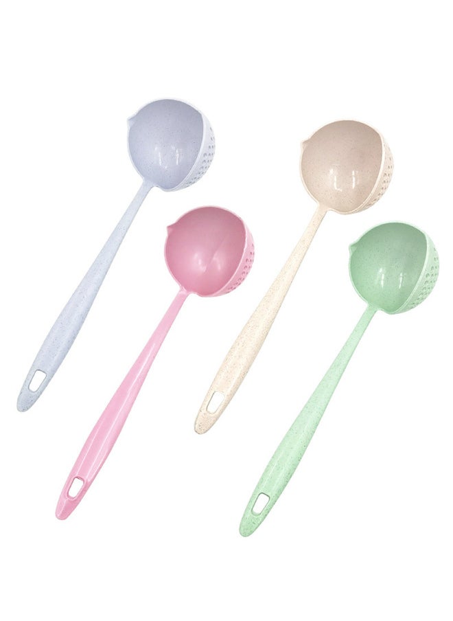 Generic - Wheat Straw Spoon Soup Spoon Colander Two-in-one Long Handle Large Spoon Tableware Hot Pot Spoon Stall Supply-Color:Nordic Blue-Specifications:Two-in-one Hot Pot Spoon (naked) - Image 1