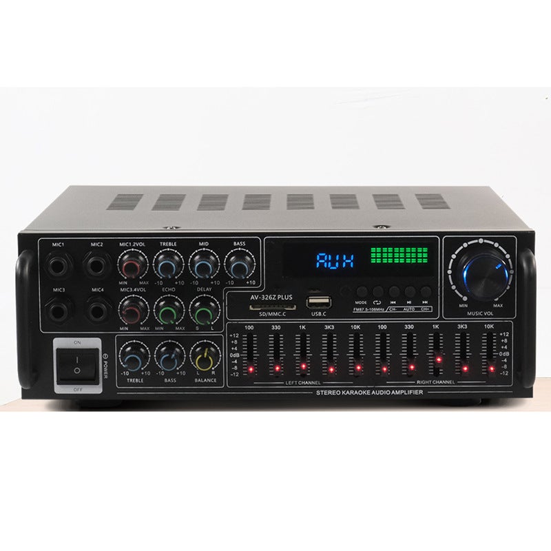 مضخم صوت منزلي عالي القدرة 12V/220V بلوتوث مع معادل صوتي للاستخدام في السيارات والكاريوكي في الهواء الطلق مضخم صوت مزدوج الاستخدام - Image 1