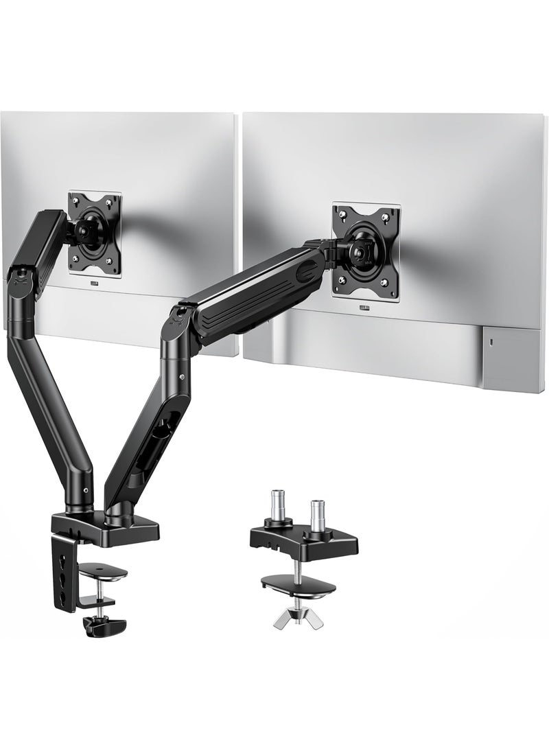 Dual Monitor Arm, 17–32 Inch Dual Monitor Stand, Adjustable VESA 75x75/100x100 Desk Mount, Full Motion Dual Arm Design, for Office, Home Workspace and Gaming Setup - Image 1