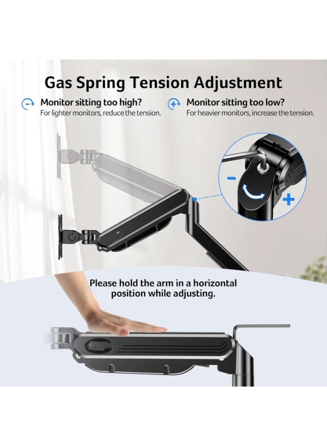 Dual Monitor Arm, 17–32 Inch Dual Monitor Stand, Adjustable VESA 75x75/100x100 Desk Mount, Full Motion Dual Arm Design, for Office, Home Workspace and Gaming Setup - Image 4