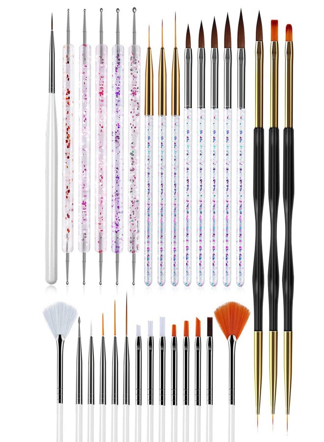 31Pcs Nail Brush Pen Set Nail Art Liner Brush UV Gel Painting Acrylic Nail Tool - Image 1