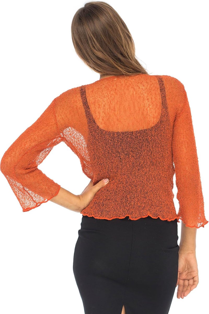 Back From Bali Womens Sheer Shrug Cardigan Lightweight Knit - Image 1