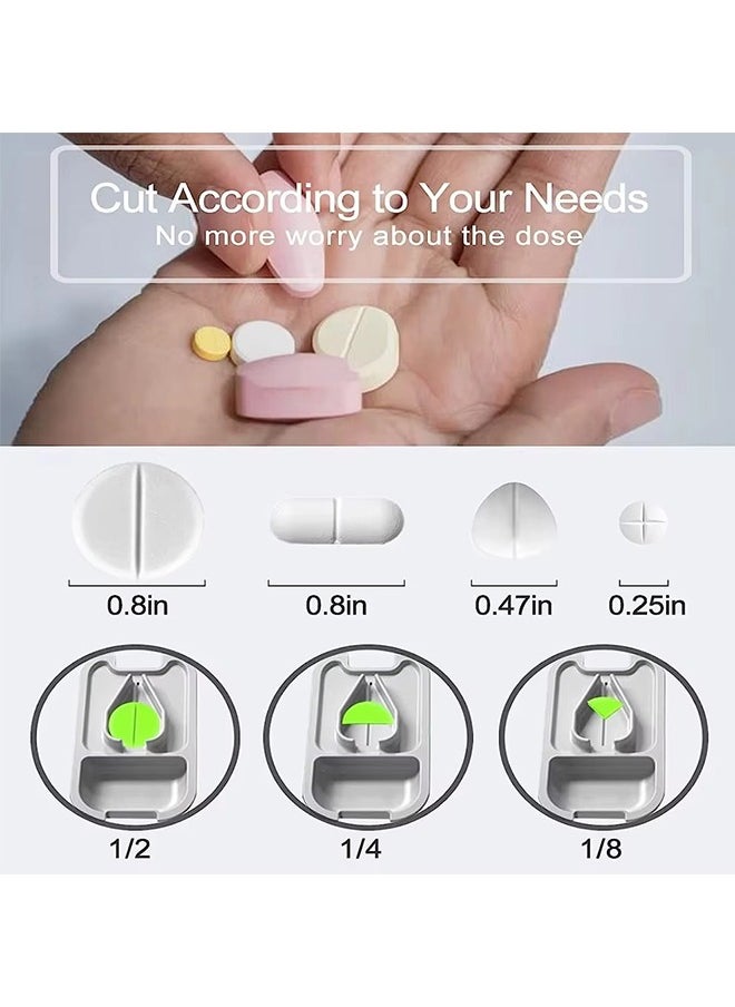 2-In-1 Small Pill Box Pill Organizer With Medicine Cutter Removable Cleanable Privacy Opacity,For Storing Vitamins,Tablets, Capsules Cutting/3.15x0.94inch