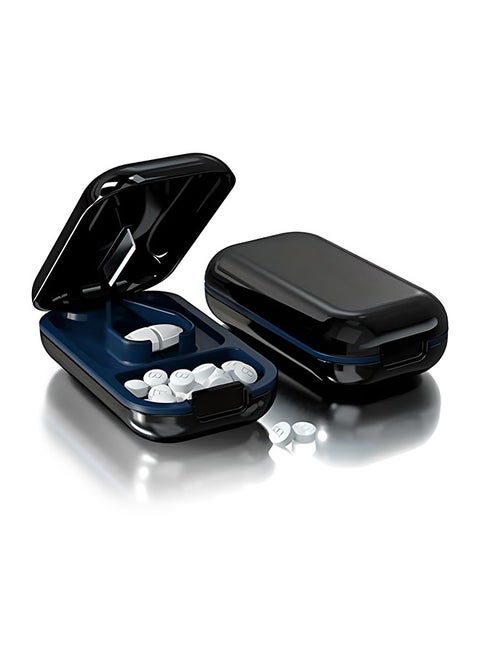 2-In-1 Small Pill Box Pill Organizer With Medicine Cutter Removable Cleanable Privacy Opacity,For Storing Vitamins,Tablets, Capsules Cutting/3.15x0.94inch