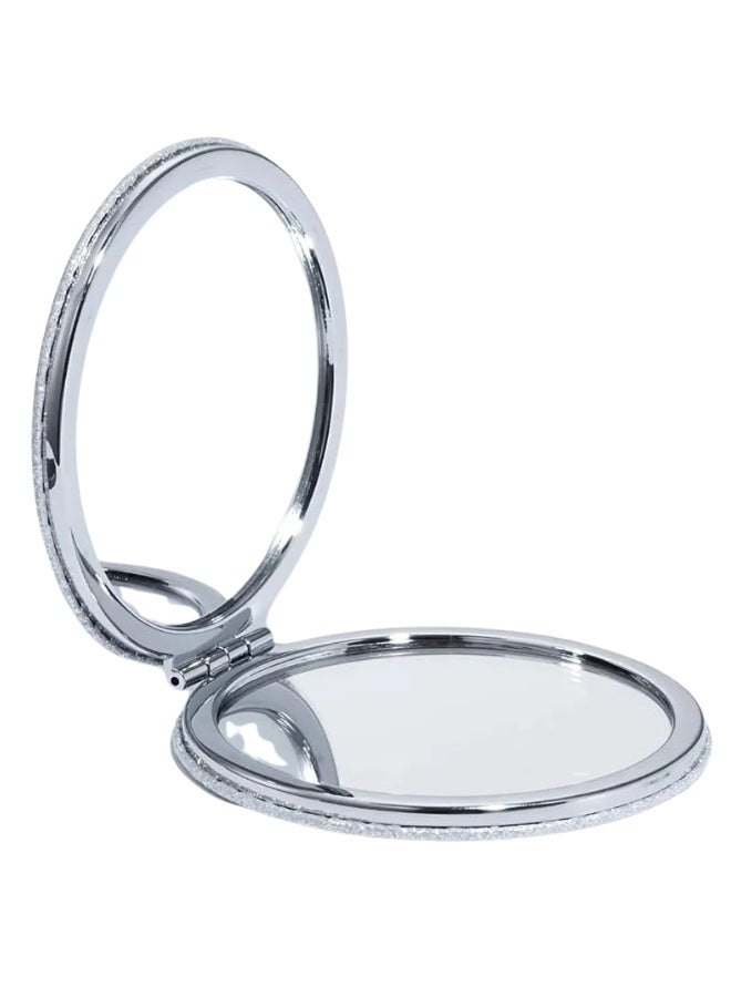 مرآة مدمجة مزدوجة الجانبين بتكبير، مرآة جيب صغيرة قابلة للطي، مرآة مكياج محمولة لليد أو الحقيبة أو السفر، مرآة تجميل مكتبية دوارة مثالية كهدية - Image 1