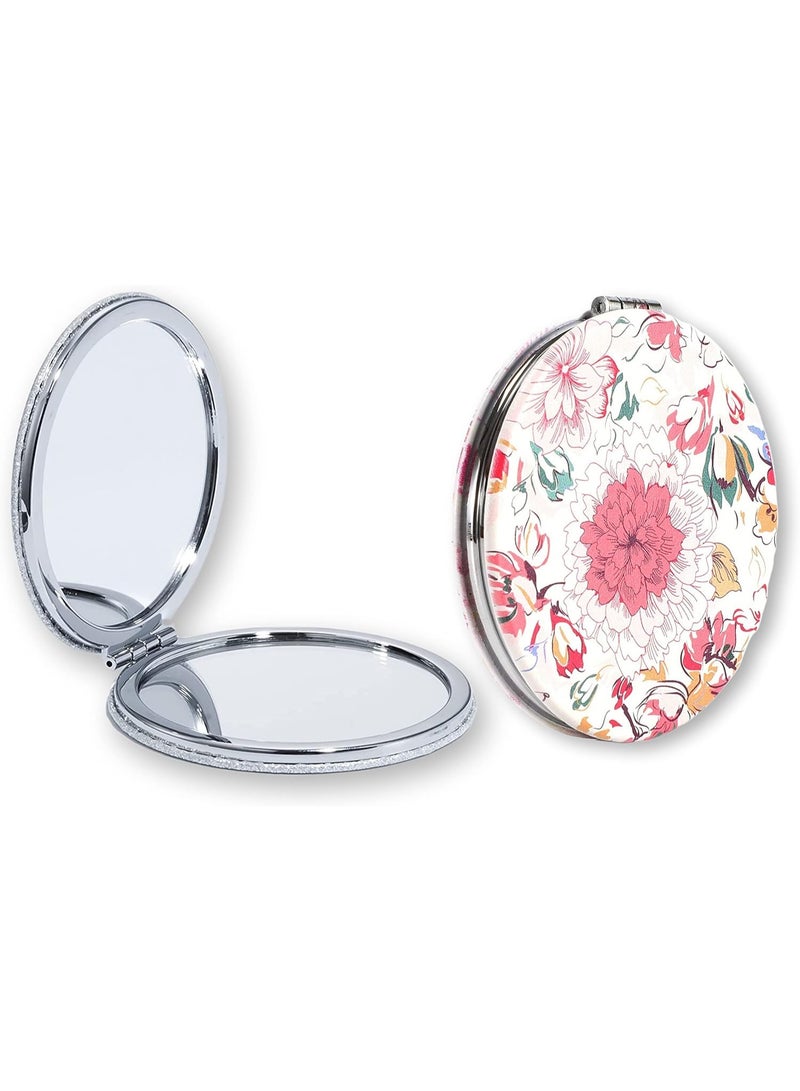 مرآة مدمجة مزدوجة الجانبين بتكبير، مرآة جيب صغيرة قابلة للطي، مرآة مكياج محمولة لليد أو الحقيبة أو السفر، مرآة تجميل مكتبية دوارة مثالية كهدية - Image 4
