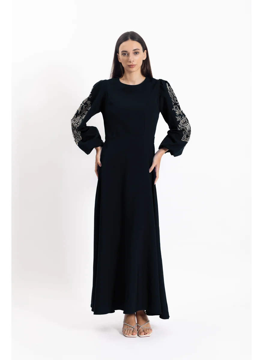 SHAPES DETAILED STUDDED MIDI DRESS