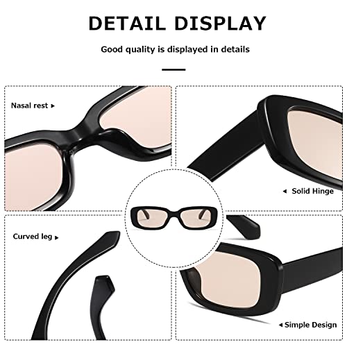 kimorn Rectangle Sunglasses for Women Men Trendy Retro Fashion Sun Glasses 90’s Vintage Square Frame K1200 (Black Frame Brown Lens, 65) - Image 5