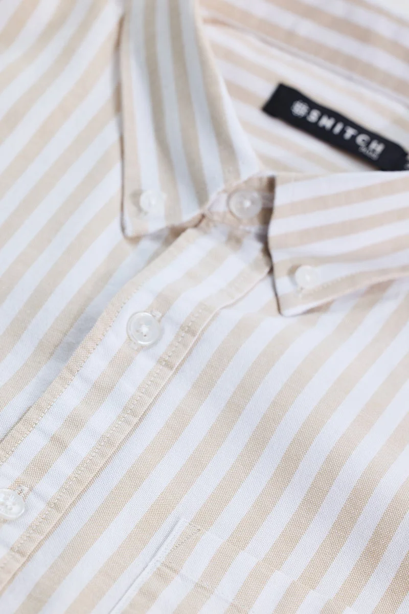 SNITCH Fortunato Peach Stripes Plus Size Shirt