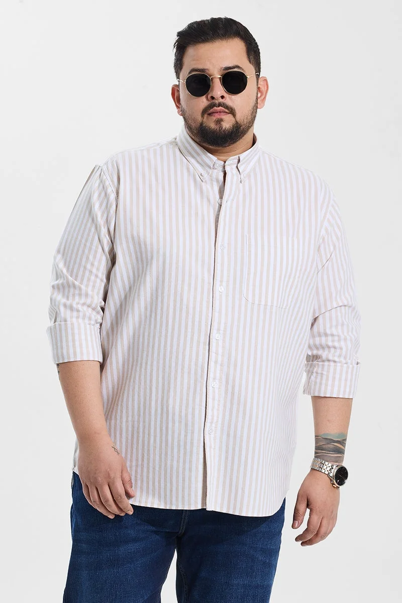 SNITCH Fortunato Peach Stripes Plus Size Shirt