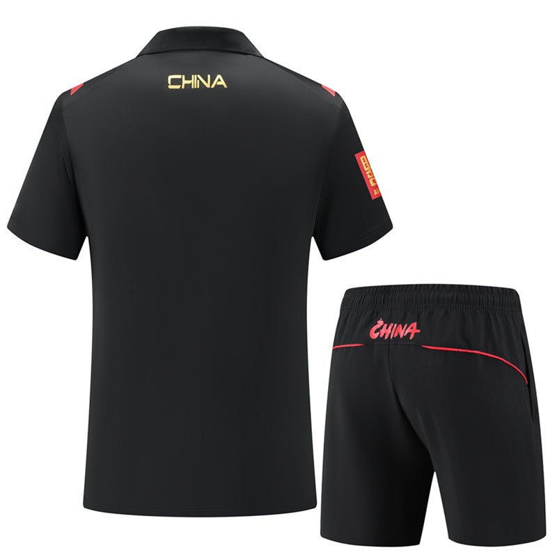 Summer Chinese Team Short-Sleeved Men'S And Women'S Sports Lapel Suit Polo Shirt Lightweight Breathable Stand-Up Collar Couple Wear Shorts T - Image 5