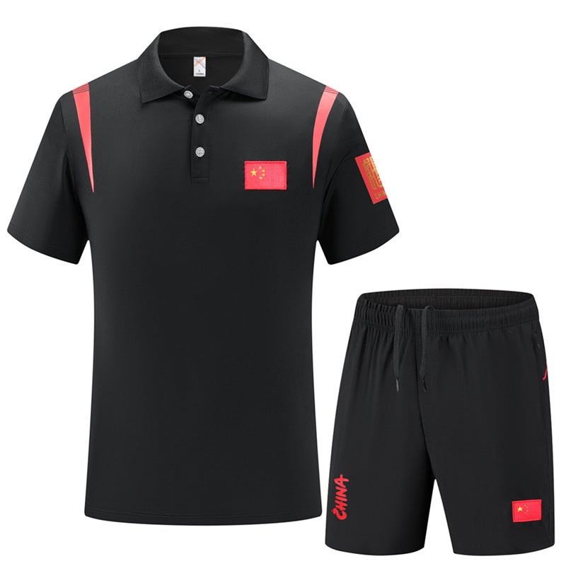 Summer Chinese Team Short-Sleeved Men'S And Women'S Sports Lapel Suit Polo Shirt Lightweight Breathable Stand-Up Collar Couple Wear Shorts T - Image 4