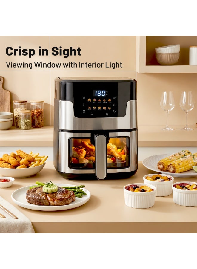 INKBIRDPLUS Air Fryer Toaster Oven with See-Through Window & Touchscreen, Convection Fryer with 360° Rapid Hot Circulation, Air Crisp Fry, Oil-less & Healthy Cooker for Bake, Roast, Grill, Dehydrate, Reheat, 4.5L - Image 4