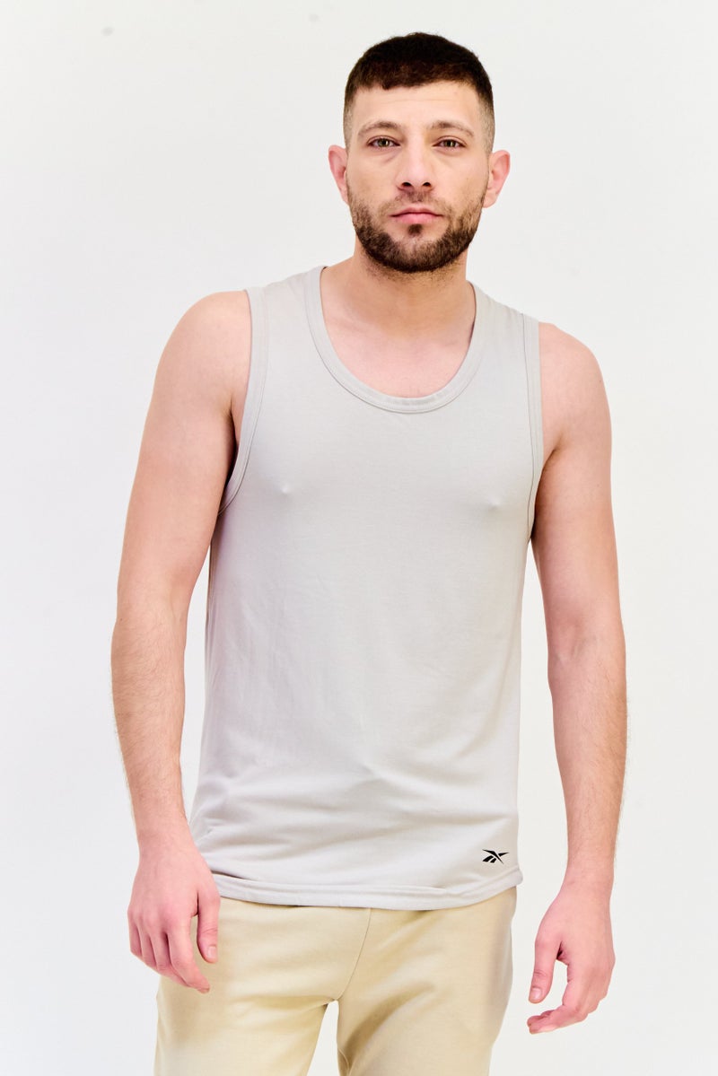 Reebok Men Sportswear Fit Sleeveless Training Vest, Beige - Image 1