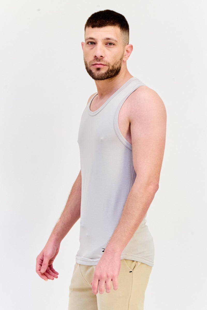Reebok Men Sportswear Fit Sleeveless Training Vest, Beige - Image 2