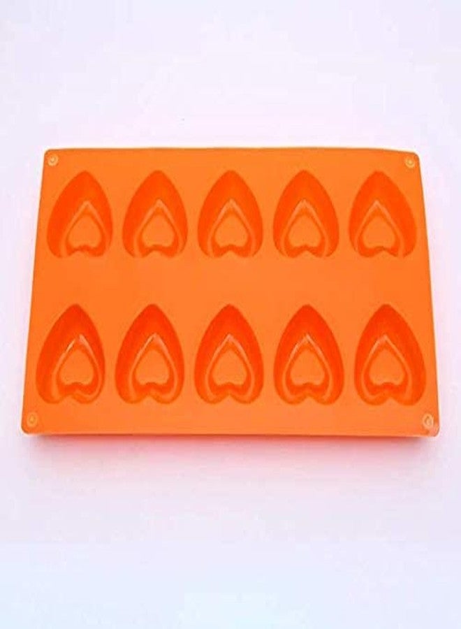 Folca® 1 Pc 10 Cavity Silicone Mould for Handmade Soap, Cake, Jelly, Pudding, Chocolate, Dessert etc (10 Cavity Heart Mould) - Image 5