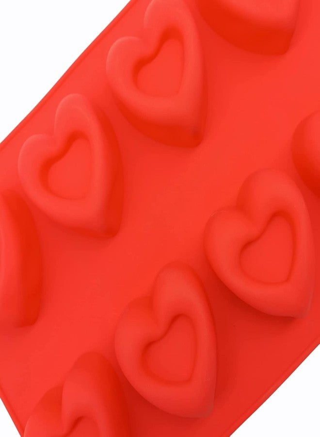 Folca® 1 Pc 10 Cavity Silicone Mould for Handmade Soap, Cake, Jelly, Pudding, Chocolate, Dessert etc (10 Cavity Heart Mould) - Image 3