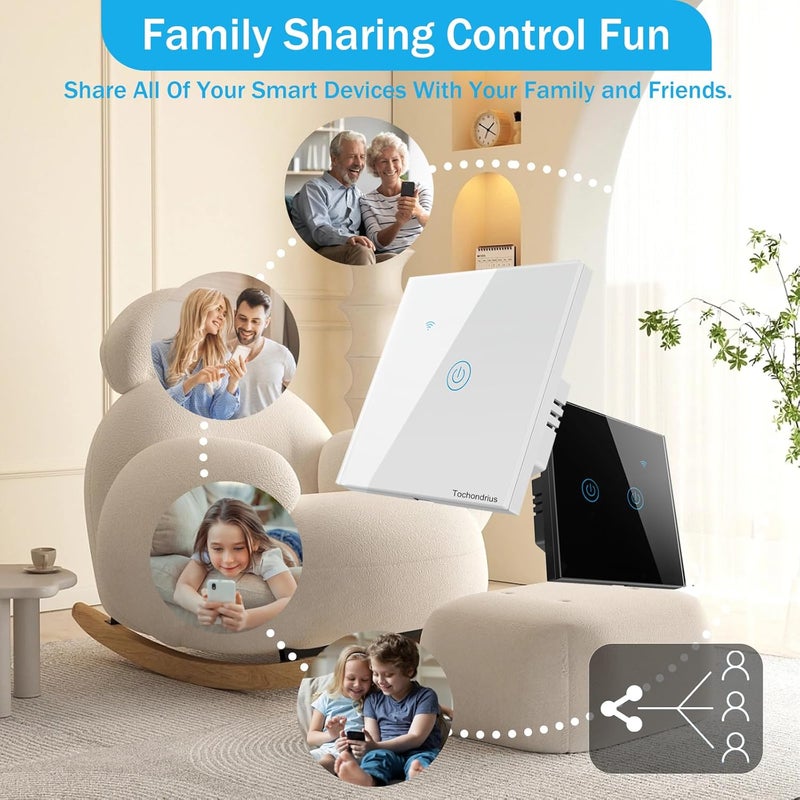Tichondrius WiFi Smart Switch, Smart Touch Light Switch work with Tuya Smart APP, WiFi & Voice Control, Alexa/Google Home Compatible, Easy Installation.(4 white) - Image 5