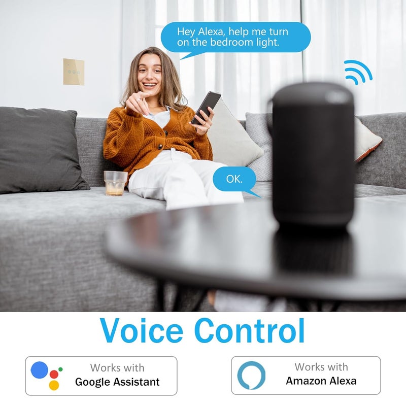 Tichondrius WiFi Smart Switch, Smart Touch Light Switch work with Tuya Smart APP, WiFi & Voice Control, Alexa/Google Home Compatible, Easy Installation.(4 white) - Image 4