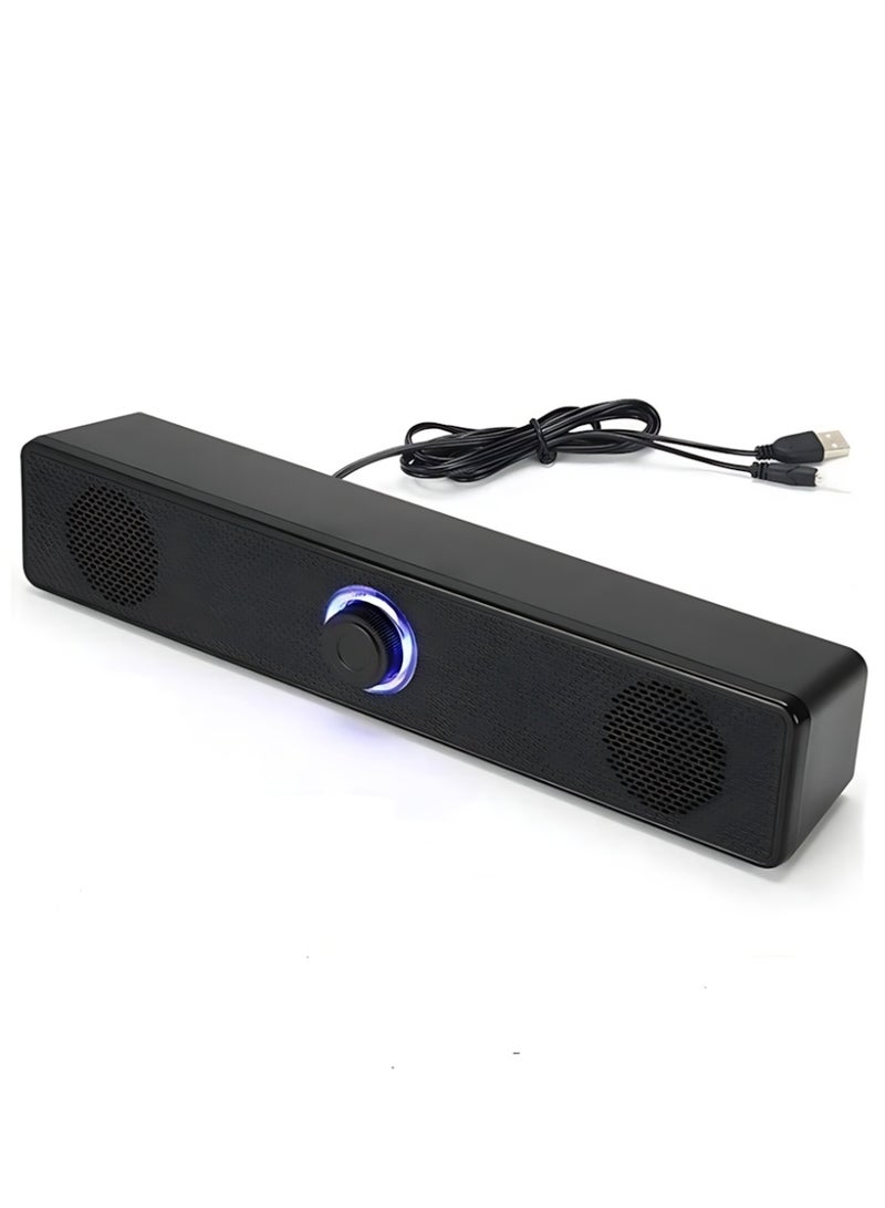 مكبرات صوت للكمبيوتر، نظام ستيريو 2.0، ساوند بار سلكي يعمل عبر USB، مزود بمنفذ صوت مساعد 3.5 مم للتلفزيون، متوافق مع أجهزة الكمبيوتر المكتبية، أجهزة اللابتوب، شاشات الكمبيوتر والهواتف المحمولة - Image 1