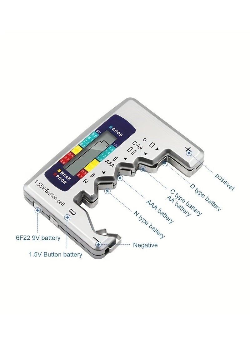 Generic - 1pc Universal Digital Battery Tester: Quickly Check Battery Capacity Of C D N AA AAA 9V 1.5V Button Cells - Image 1