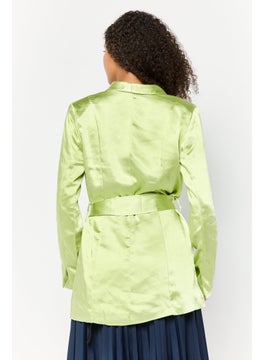 Miss Selfridge Women Regular Fit Plain Belted Casual Blazer, Apple Green  - Image 4