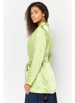 Miss Selfridge Women Regular Fit Plain Belted Casual Blazer, Apple Green  - Image 2