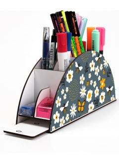 KutuTR Wooden Vip Daisies Model Rainbow Ruler Desktop Pen Holder Organizer Mounted Boxed  - Image 1