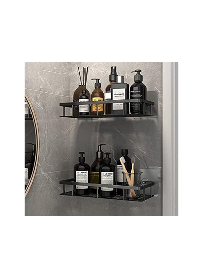 IAF Bathroom Shelves No-drill Corner Shelf Shampoo Shower Storage Rack Kitchen Holder Toilet Organizer Punch-free Bathroom Accessories (2pcs Standard Black) - Image 3