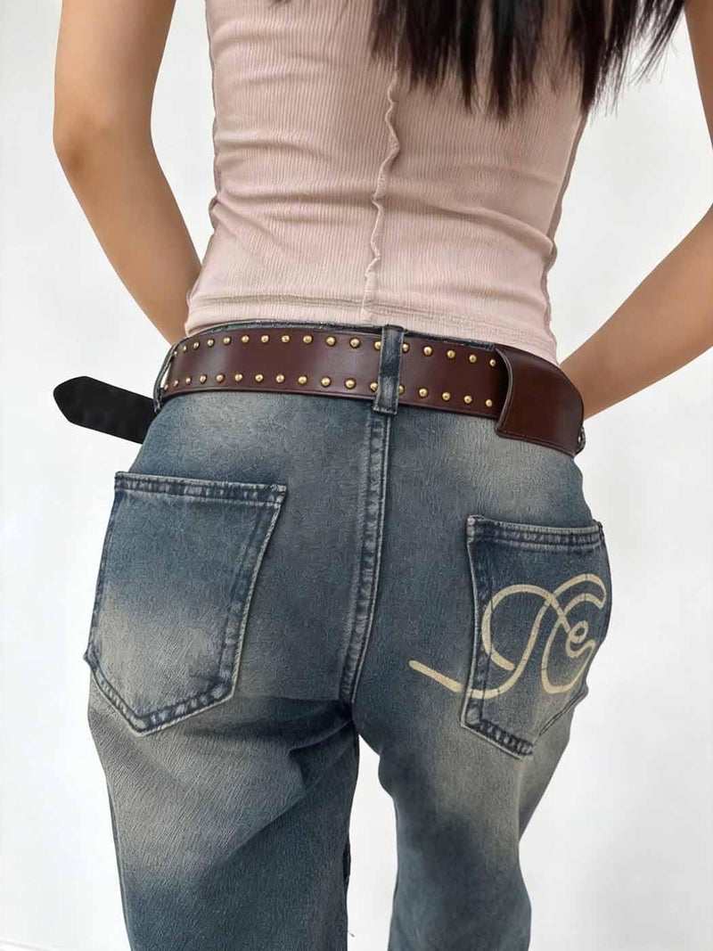 Yalice Heart Western Leather Belt for Women Men Star Buckle Waist Belt for Jeans Pants Ladies Cowgirls Cowboys Belt (Brown-Heart, Fit Waist Size: 27''-37'') - Image 5